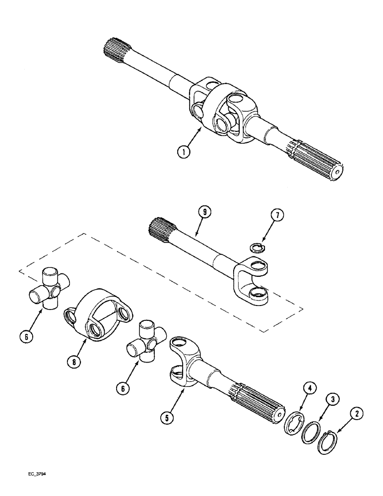 Схема запчастей Case IH 4240 - (5-46) - MECHANICAL FRONT DRIVE, DRIVE SHAFTS (05) - STEERING