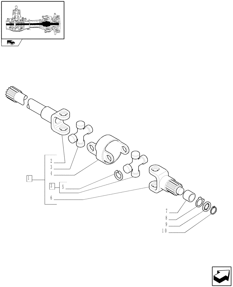 Схема запчастей Case IH FARMALL 105V - (1.40.2/10) - STD FRONT AXLE WITH EL.-HYDR. DIFF. LOCK LESS FRONT BRAKES (30KM/H) - DIFFERENTIAL GEARS AND SHAFT (VAR.330145) (04) - FRONT AXLE & STEERING