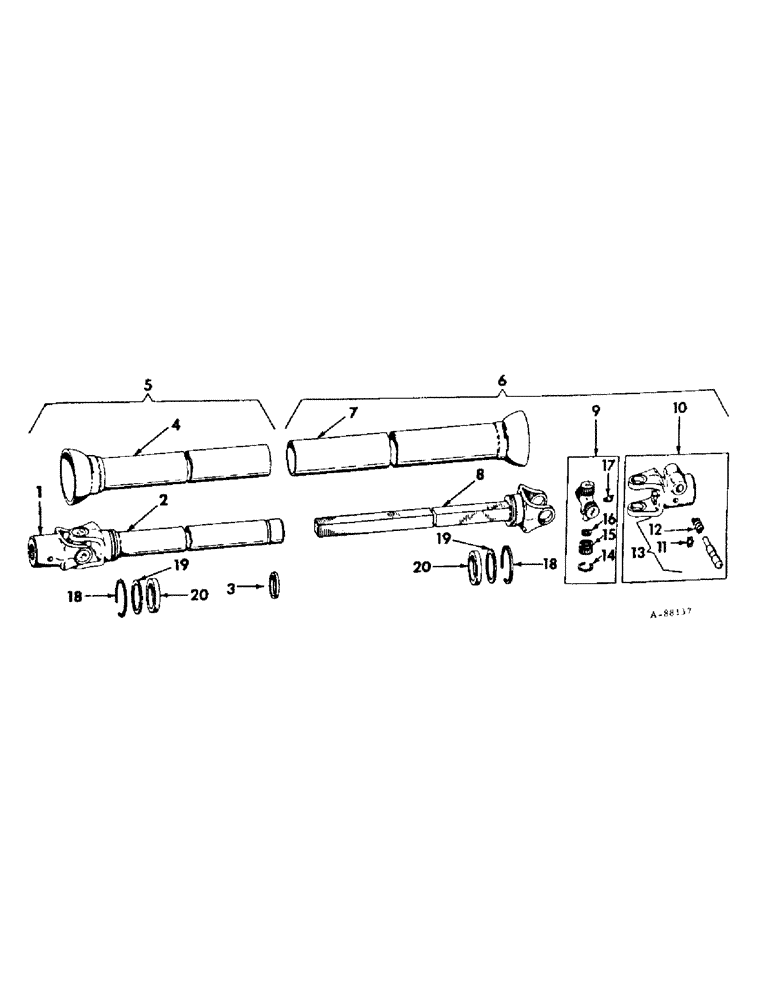 Схема запчастей Case IH 850 - (B-24) - UNIVERSAL JOINTS, STANDARD, 1969 