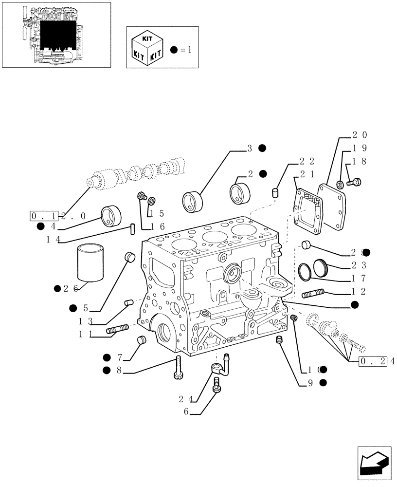 Схема запчастей Case IH JX1070N - (0.04.0/01) - BLOCK ASSEMBLY (01) - ENGINE