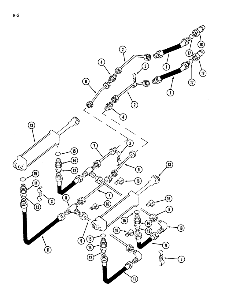 Схема запчастей Case IH 595 - (8-02) - HYDRAULIC SYSTEM, END GATE (08) - HYDRAULICS