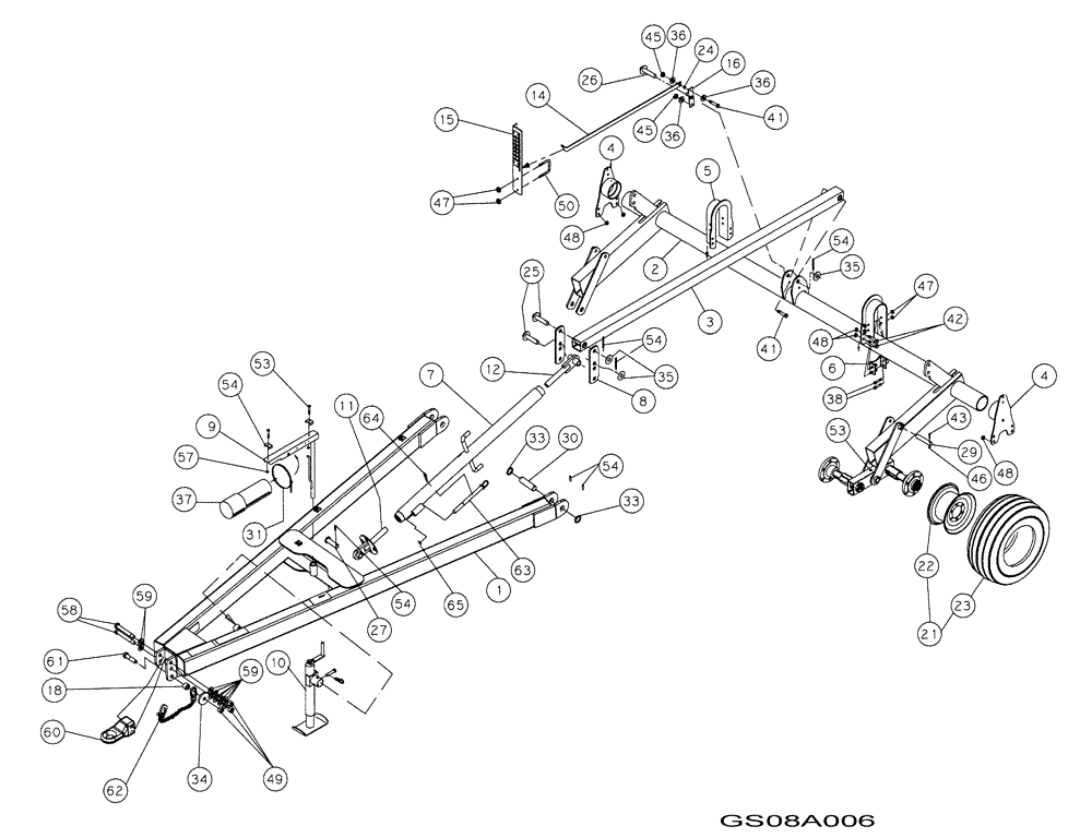 Схема запчастей Case IH TIGER-MATE - (39.100.05) - DOUBLE FOLD LIFT SYSTEM AND PULL FRAME 38-1/2 THROUGH 50-1/2 MODELS (39) - FRAMES AND BALLASTING