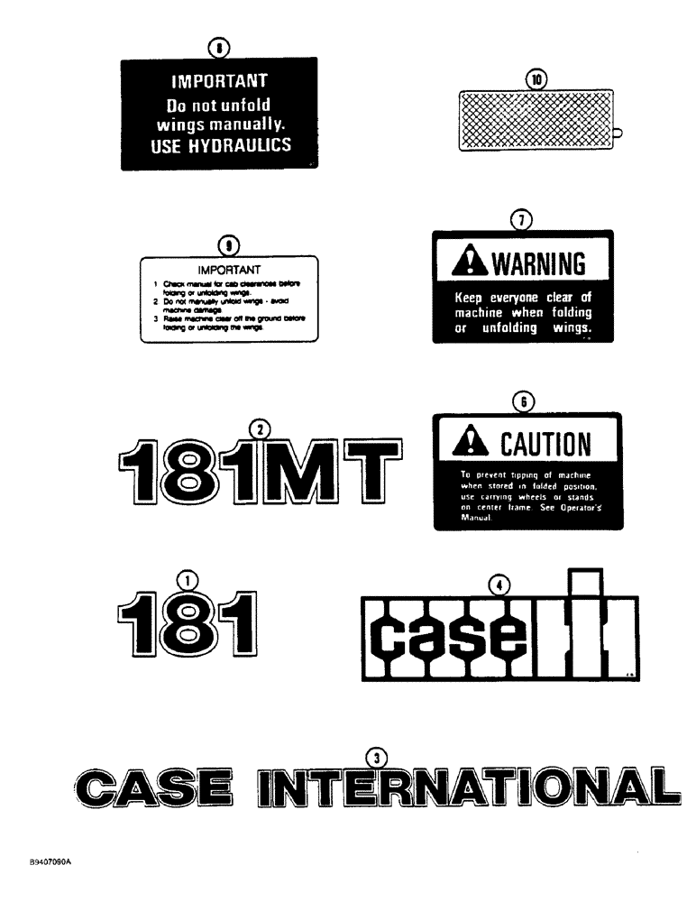 Схема запчастей Case IH 181 - (9-38) - DECALS, CASE IH (09) - CHASSIS/ATTACHMENTS