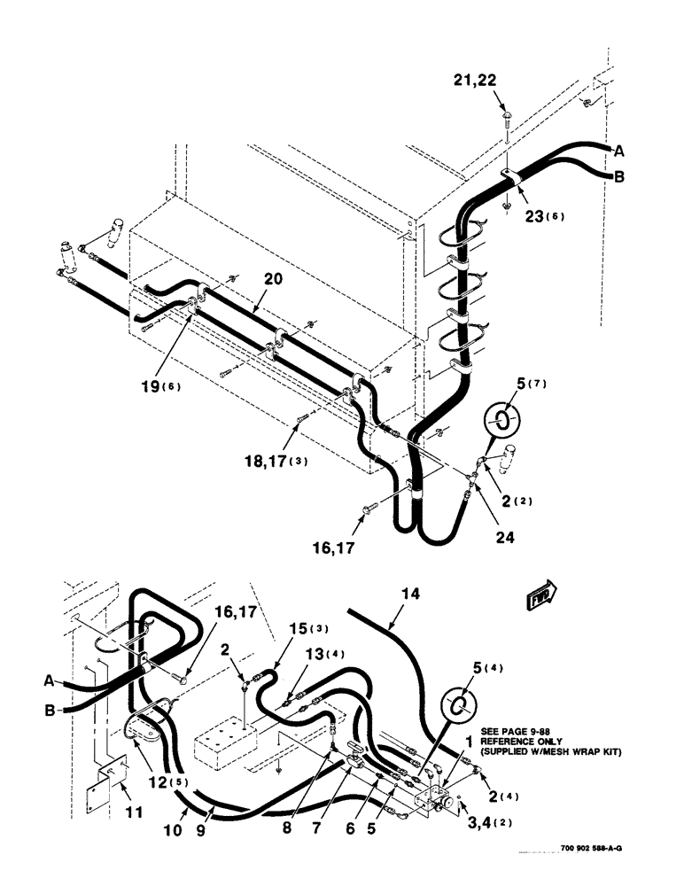 Схема запчастей Case IH 8465 - (9-42) - MESH WRAP ADAPTER KIT, HK50596 MESH WRAP ADAPTER KIT COMPLETE, SERIAL NUMBER CFH0073001 - CFH0073010 Decals & Attachments