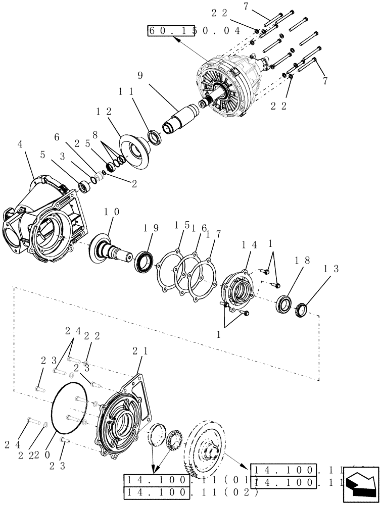 Схема запчастей Case IH 8010 - (60.150.05[01]) - GEARBOX - HEADER/FEEDER, VARIABLE SPEED, INPUT HALF - 7010/8010 (60) - PRODUCT FEEDING