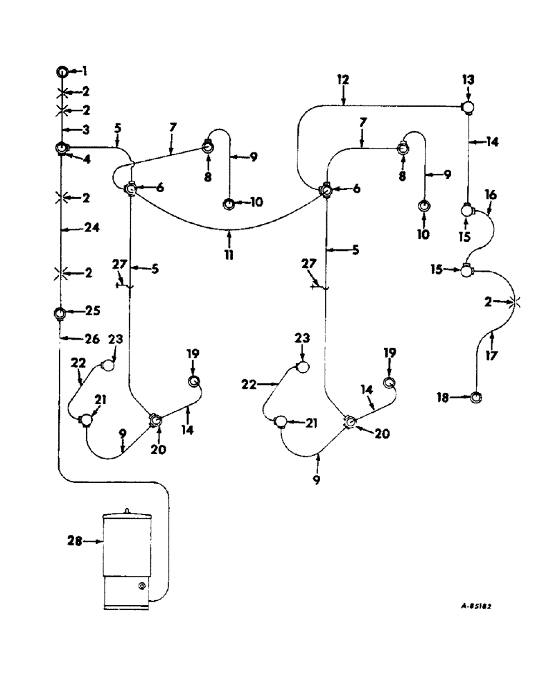 Схема запчастей Case IH 430 - (E-79) - AUTOMATIC LUBRICATION ATTACHMENT VALVES, TUBING & FITTINGS - FOR WIRE BALERS ONLY 