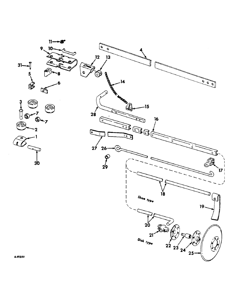 Схема запчастей Case IH 400 - (K-11) - MARKER UNIT, 1967 AND SINCE, DISK TYPE AND SHOE TYPE 