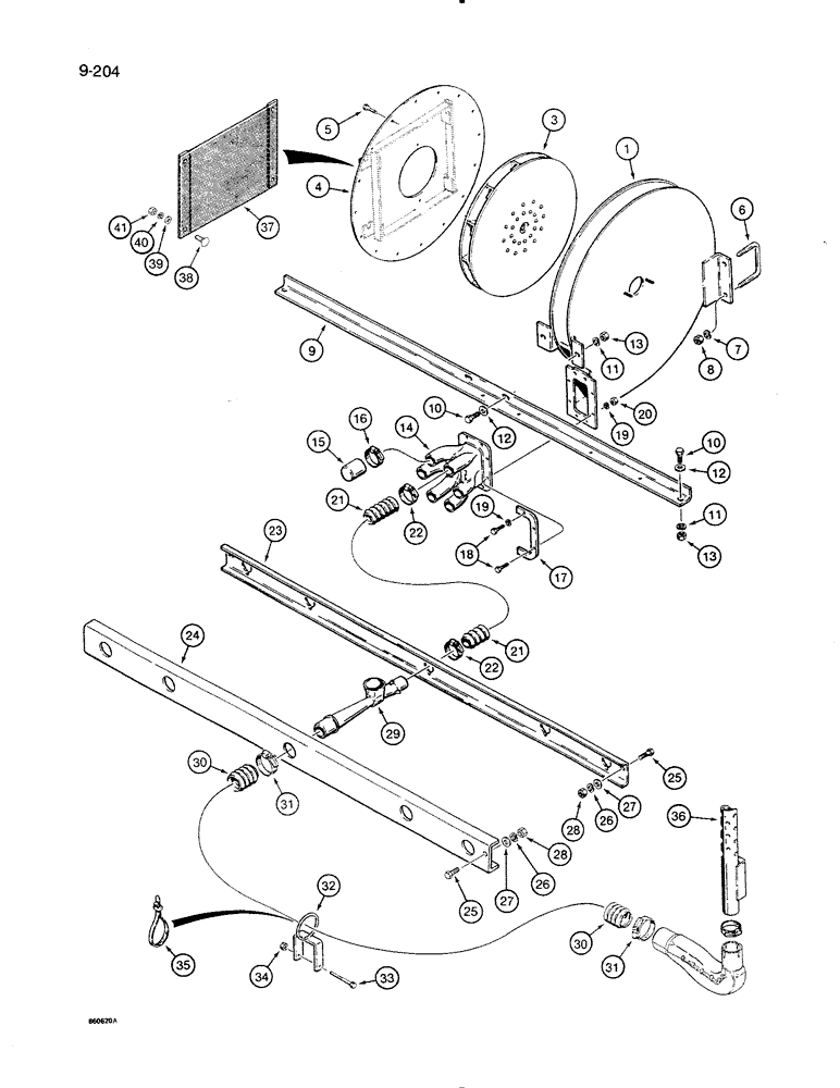 Схема запчастей Case IH 8500 - (9-204) - AIR SYSTEM, FAN TO MANIFOLD PIPE, UNITS WITH 12 INCH ROW SPACING, 45 FOOT WIDE DRILL (09) - CHASSIS/ATTACHMENTS