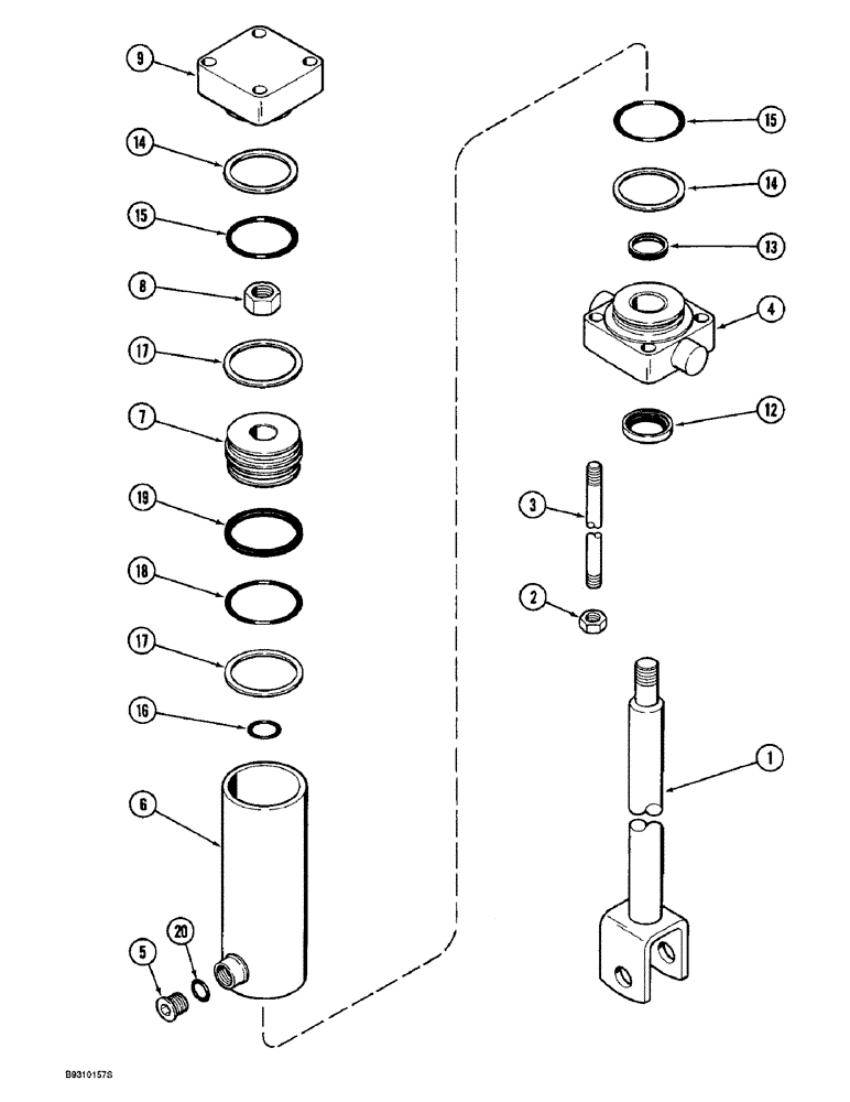 Схема запчастей Case IH 955 - (8-098) - DRIVE/CARRYING WHEEL SLAVE HYDRAULIC CYLINDER, 4, 6 & 8 ROW NARROW RIGID 4&6 ROW WIDE RIGID (08) - HYDRAULICS