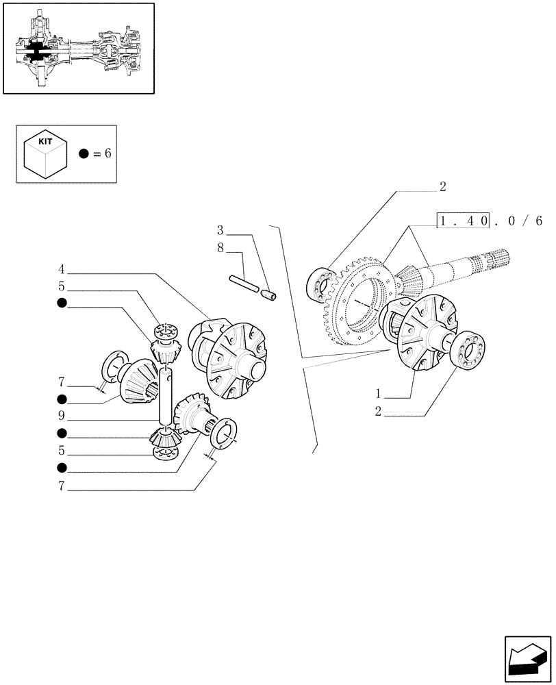 Схема запчастей Case IH JX80U - (1.40.0/07[01]) - FRONT AXLE-DIFFERENTIAL - 4WD - PARTS (04) - FRONT AXLE & STEERING