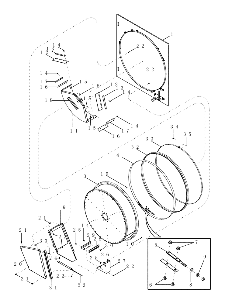 Схема запчастей Case IH 2366 - (02-05[04]) - METAL ROTARY AIR SCREEN ASSY, WITH VERTICAL DIRT CHUTE AND BRUSHES - BTW JJC0255700 & JJC0256341 (01) - ENGINE