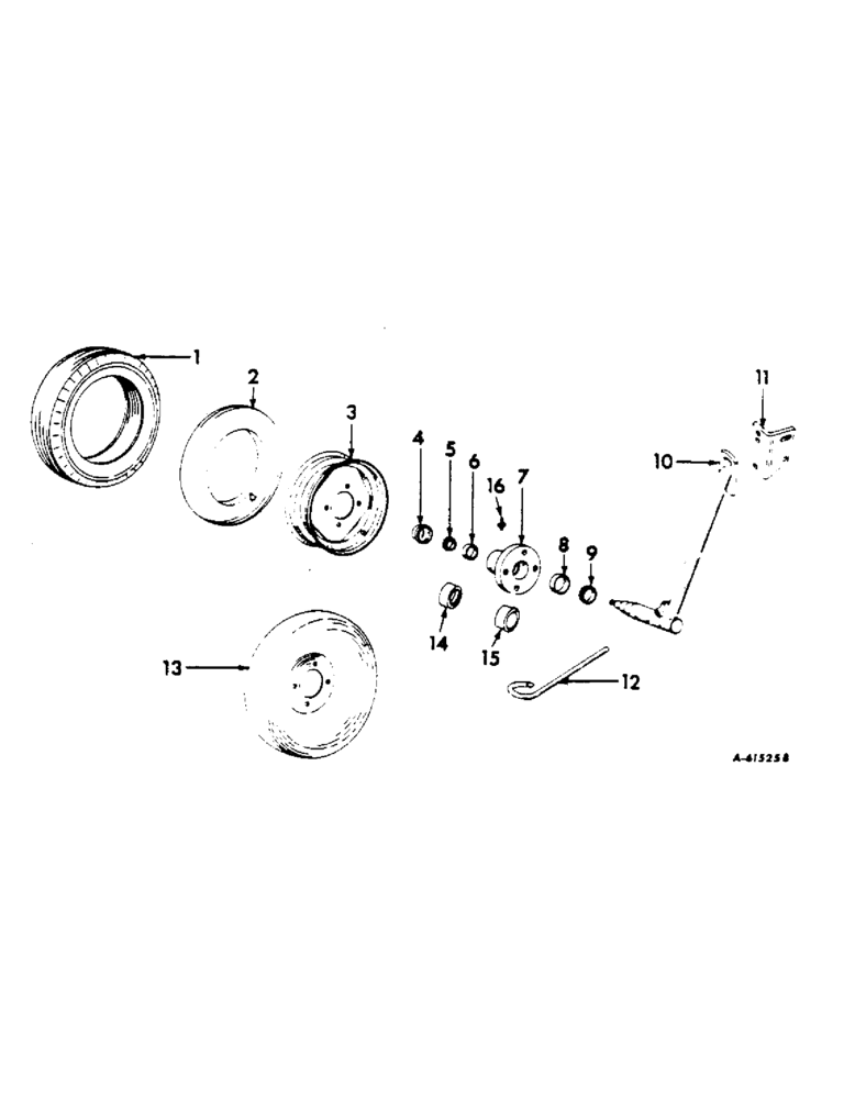 Схема запчастей Case IH 215 - (R-08) - REAR FURROW WHEEL, RIGID BEAM, 1960 TO 1964 