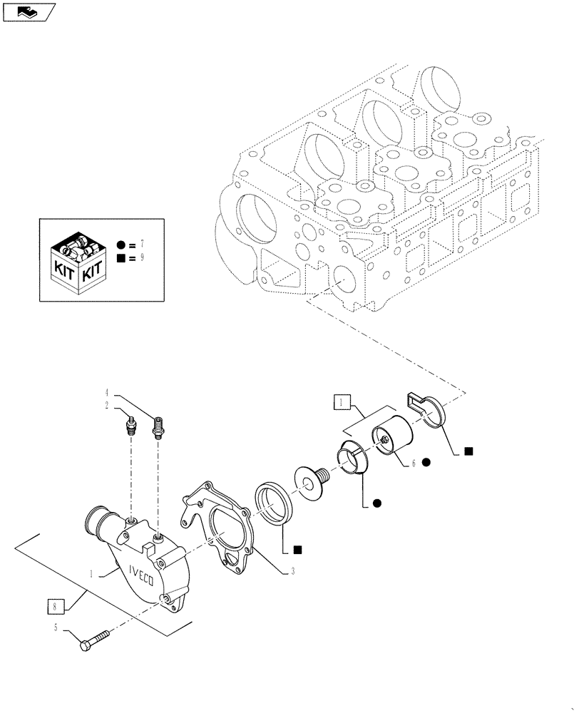 Схема запчастей Case IH 9120 - (10.402.08[03]) - TEMPERATURE CONTROL (THERMOSTAT) - 9120 (10) - ENGINE