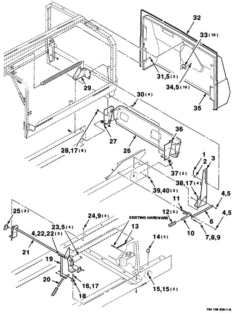 Схема запчастей Case IH 8880 - (07-060) - HOOD MOUNTING ASSEMBLY - REAR (8880) (90) - PLATFORM, CAB, BODYWORK AND DECALS