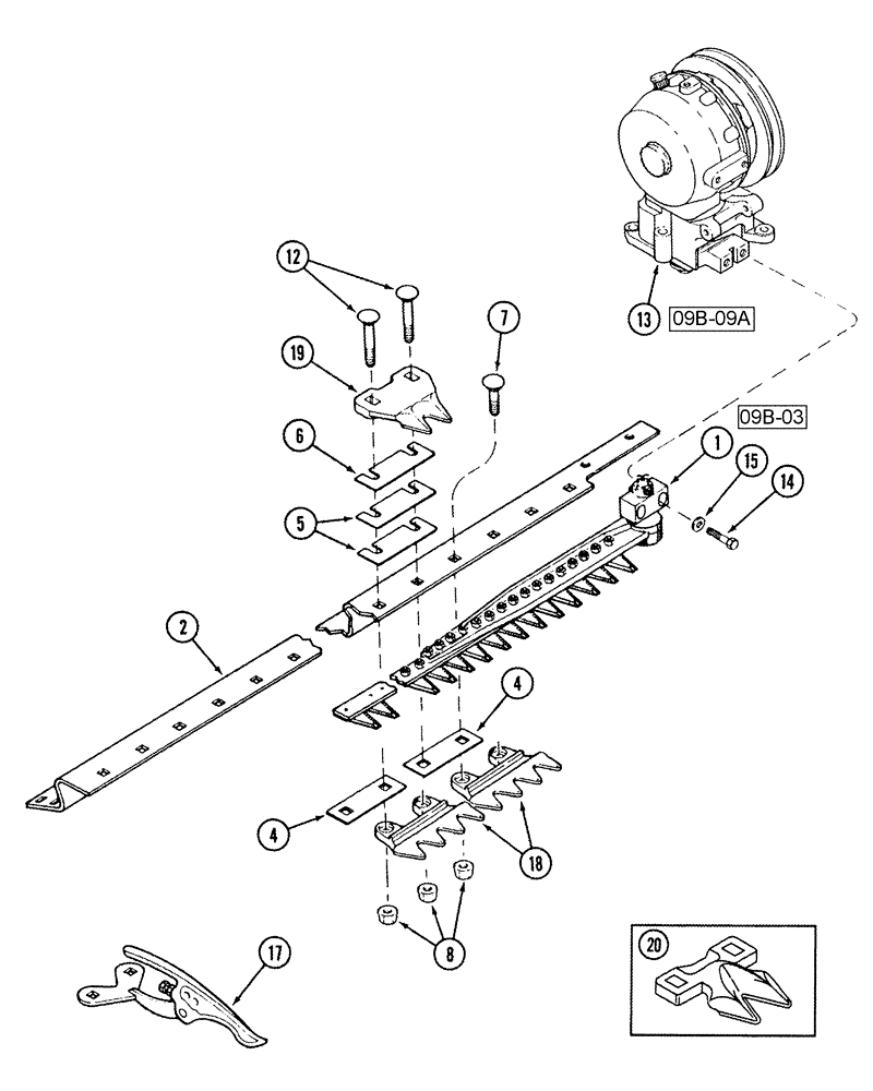 Схема запчастей Case IH 1010 - (09B-01) - KNIFE GUARDS AND CUTTER BAR 1.5 INCH KNIFE (09) - CHASSIS/ATTACHMENTS