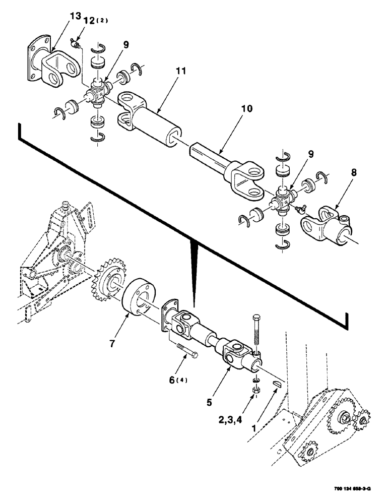 Схема запчастей Case IH 8820 - (9-026) - HAY CONDITIONER U-JOINT ASSEMBLY (58) - ATTACHMENTS/HEADERS