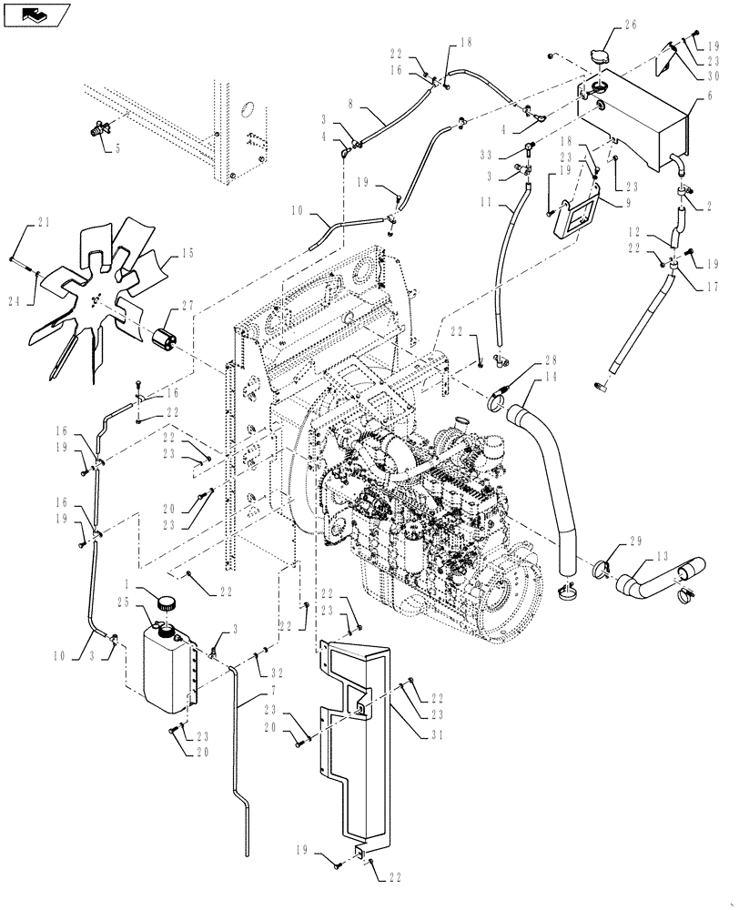 Схема запчастей Case IH 4420 - (03-031) - RADIATOR GROUP COMPONENTS (01) - ENGINE