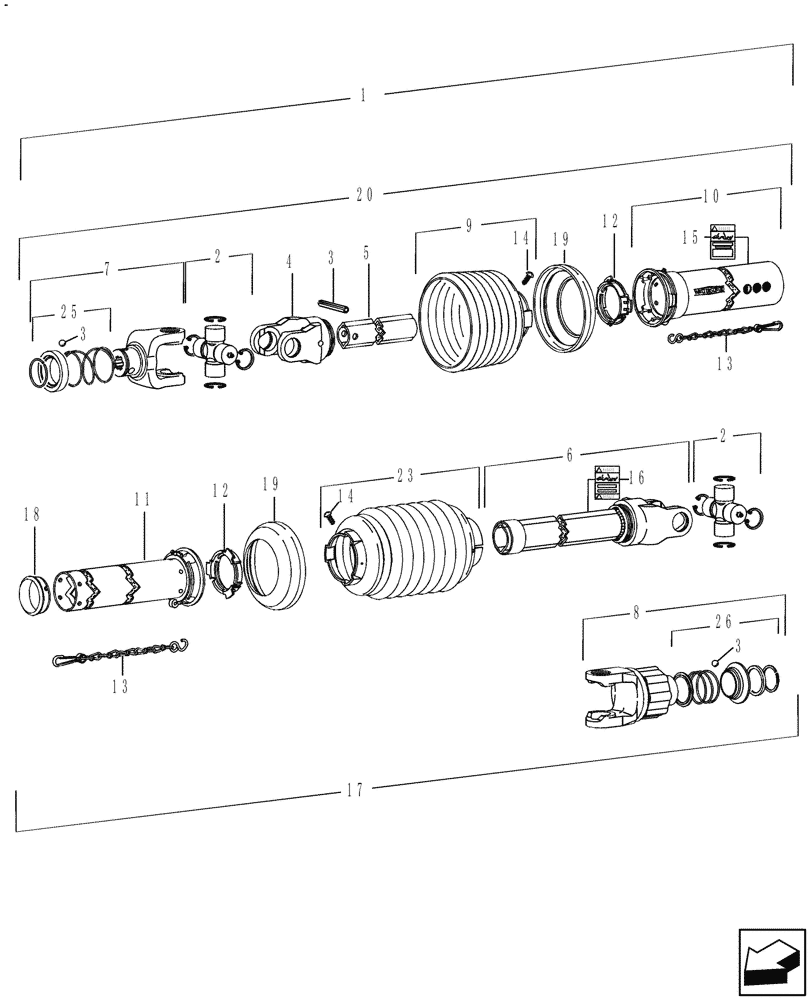 Схема запчастей Case IH 3016 - (58.100.01) - POWER TAKE OFF, LONG, 12 HEADERS, USE WITH 5088, 6088, 7088 COMBINES (58) - ATTACHMENTS/HEADERS