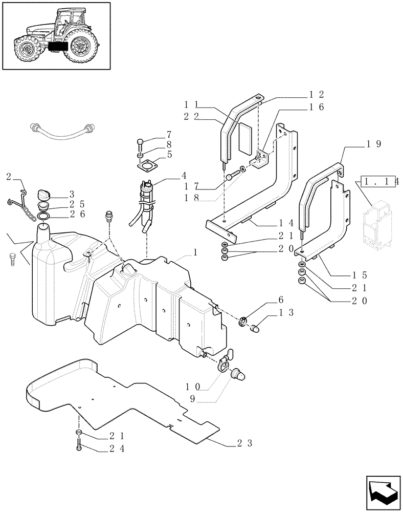 Схема запчастей Case IH MXU125 - (1.14.0/03[02A]) - (VAR.009) JAPAN VERSION - FUEL TANK AND ASSOCIATED PARTS - D6240 (02) - ENGINE EQUIPMENT