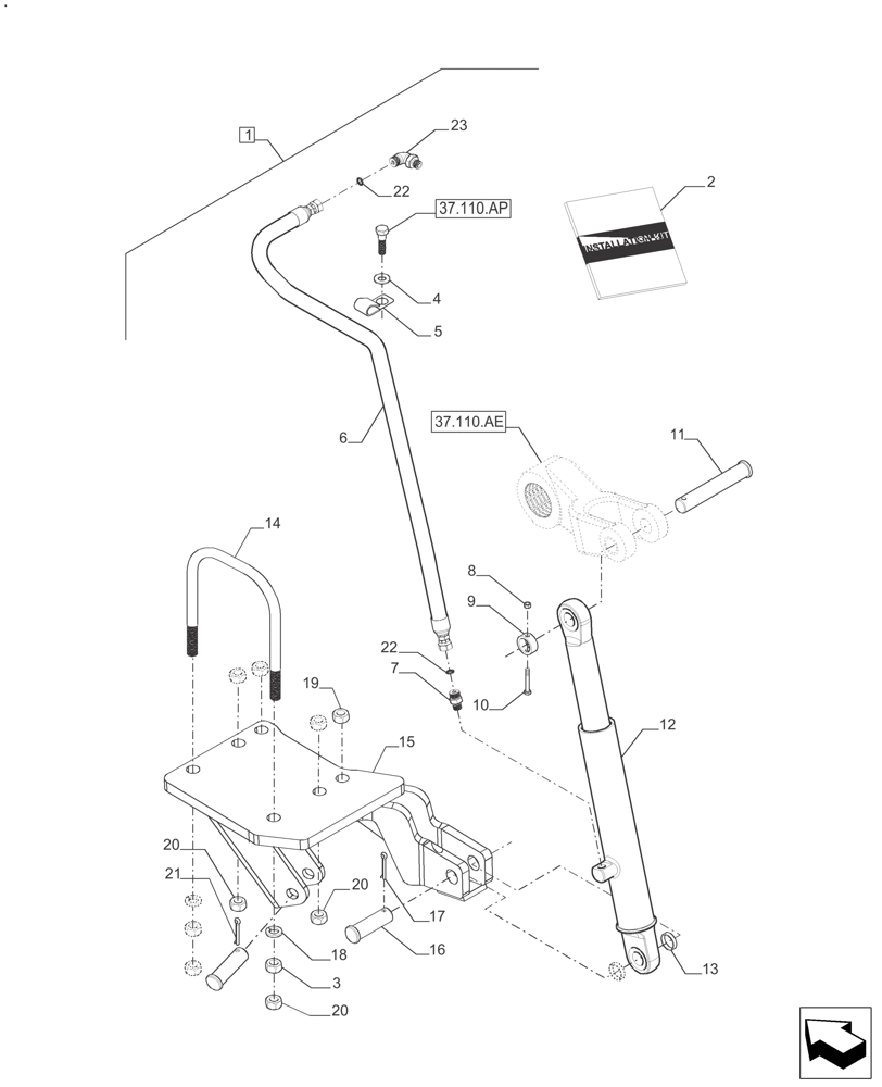 Схема запчастей Case IH FARMALL 140A - (88.100.35[02]) - DIA KIT, HYDRAULIC LIFT AUXILIARY CYLINDER SINGLE LH (88) - ACCESSORIES