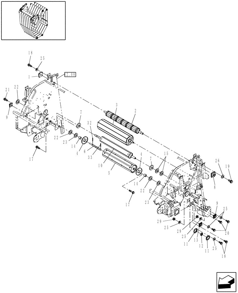 Схема запчастей Case IH RBX552 - (14.54[1]) - MAIN FRAME & ROLLS, PRIOR TO P.I.N. HBJ039044 (14) - BALE CHAMBER