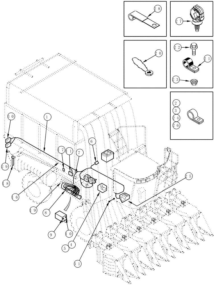 Схема запчастей Case IH CPX610 - (04-07) - HARNESS, RIGHT HAND SIDE - COMPONENT LOCATIONS (06) - ELECTRICAL SYSTEMS