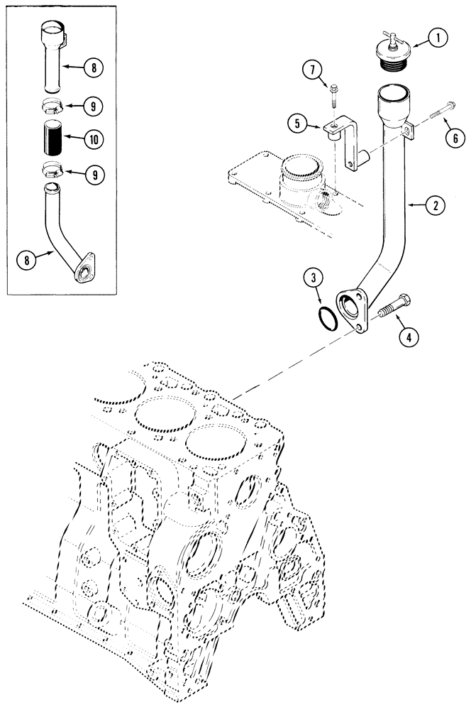 Схема запчастей Case IH 5120 - (2-52) - ENGINE OIL FILLER (02) - ENGINE