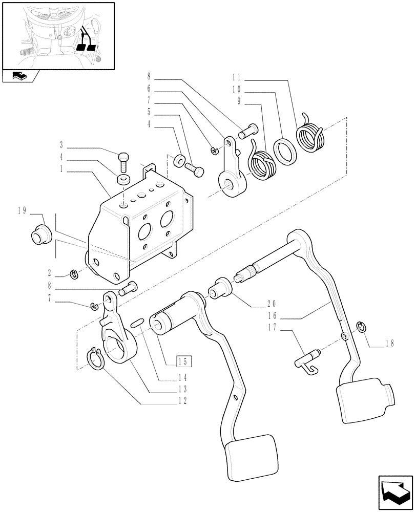 Схема запчастей Case IH FARMALL 75N - (1.92.68[01]) - BRAKE PEDALS (10) - OPERATORS PLATFORM/CAB