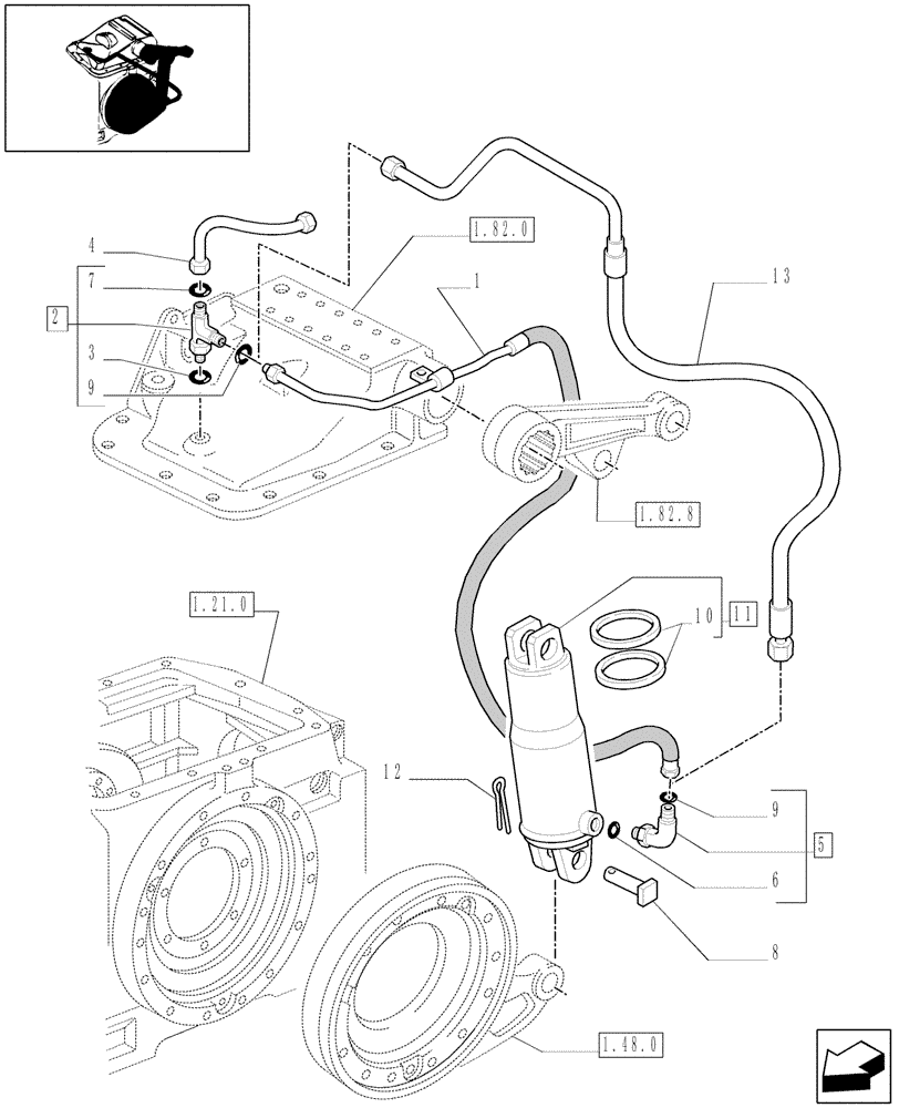 Схема запчастей Case IH MXM120 - (1.82.6/02) - (VAR.783) LIFT ASSIST CYLINDER (07) - HYDRAULIC SYSTEM