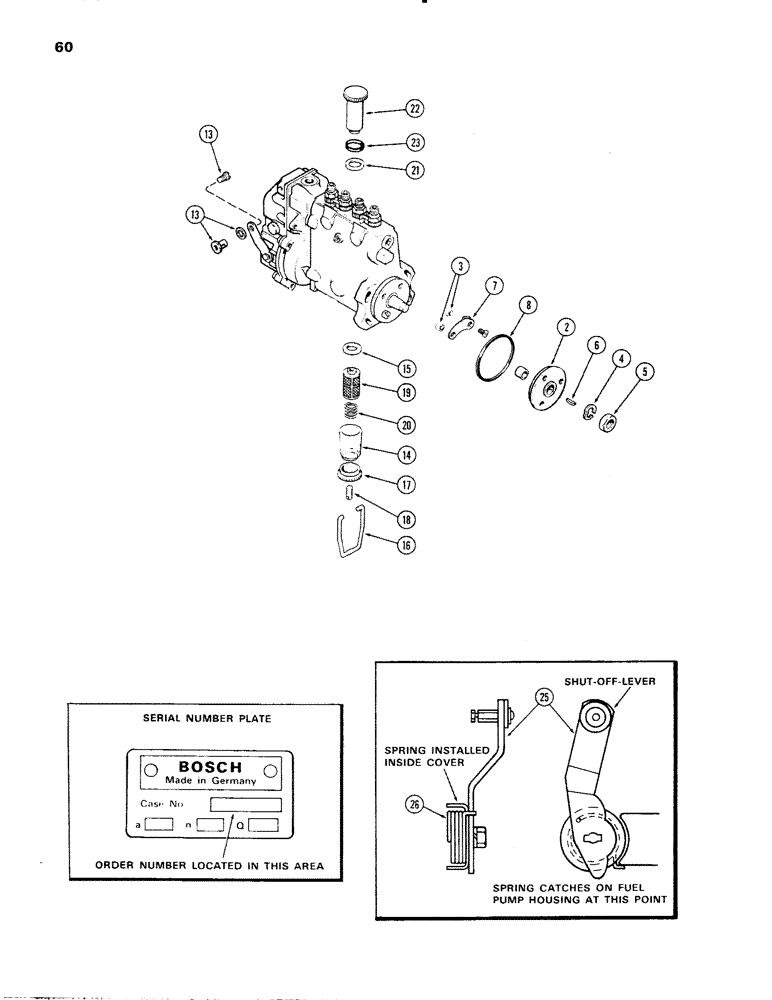 Схема запчастей Case IH 336D - (060) - FUEL INJECTION PUMP, 336D NATURALLY ASPIRATED ENGINES, B, E AND H 