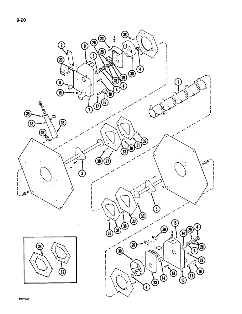 Схема запчастей Case IH 1010 - (9-020) - 6 BAT REEL, PLASTIC TINES, J.E. LOVE (58) - ATTACHMENTS/HEADERS