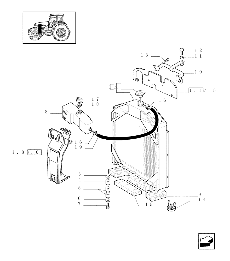 Схема запчастей Case IH JX90U - (1.17.0) - RADIATOR AND COOLING TANK (02) - ENGINE EQUIPMENT