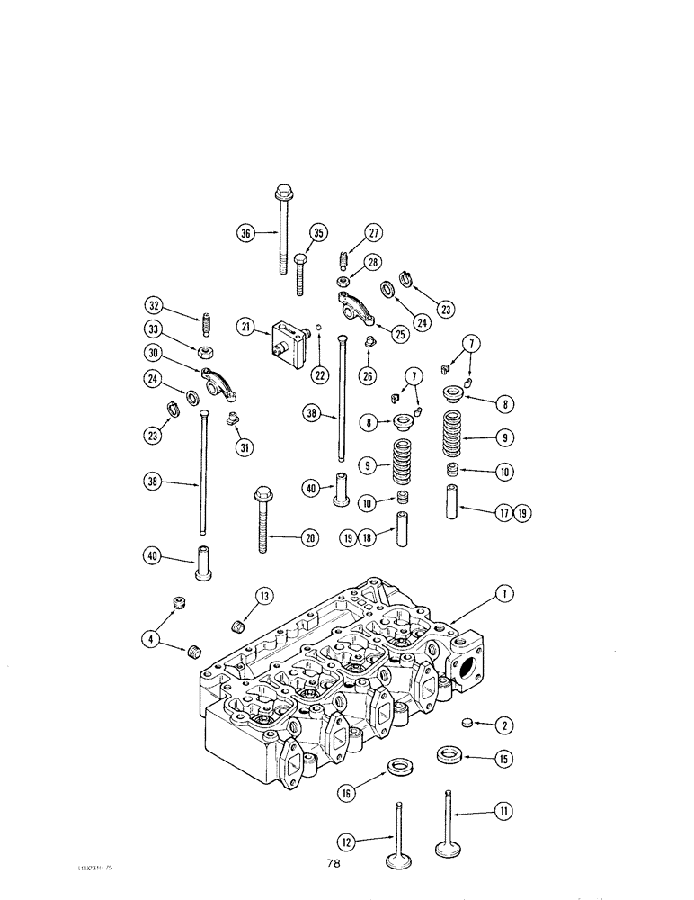 Схема запчастей Case IH 4390 - (078) - CYLINDER HEAD AND VALVE MECHANISM, 4-390 AND 4T-390 ENGINES 