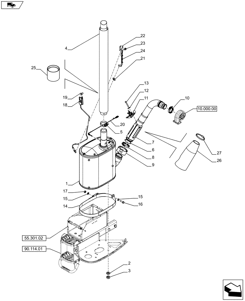 Схема запчастей Case IH PUMA 170 - (10.254.03) - EXHAUST SYSTEM (10) - ENGINE