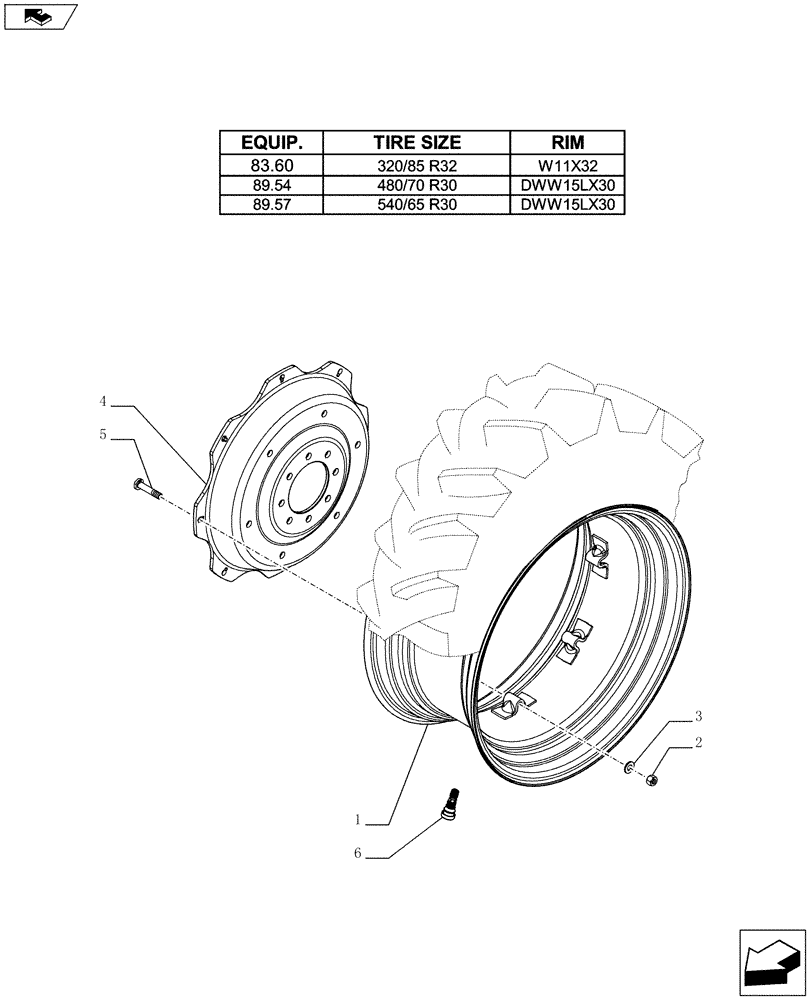 Схема запчастей Case IH FARMALL 75C - (44.520.01[04]) - REAR WHEELS (44) - WHEELS