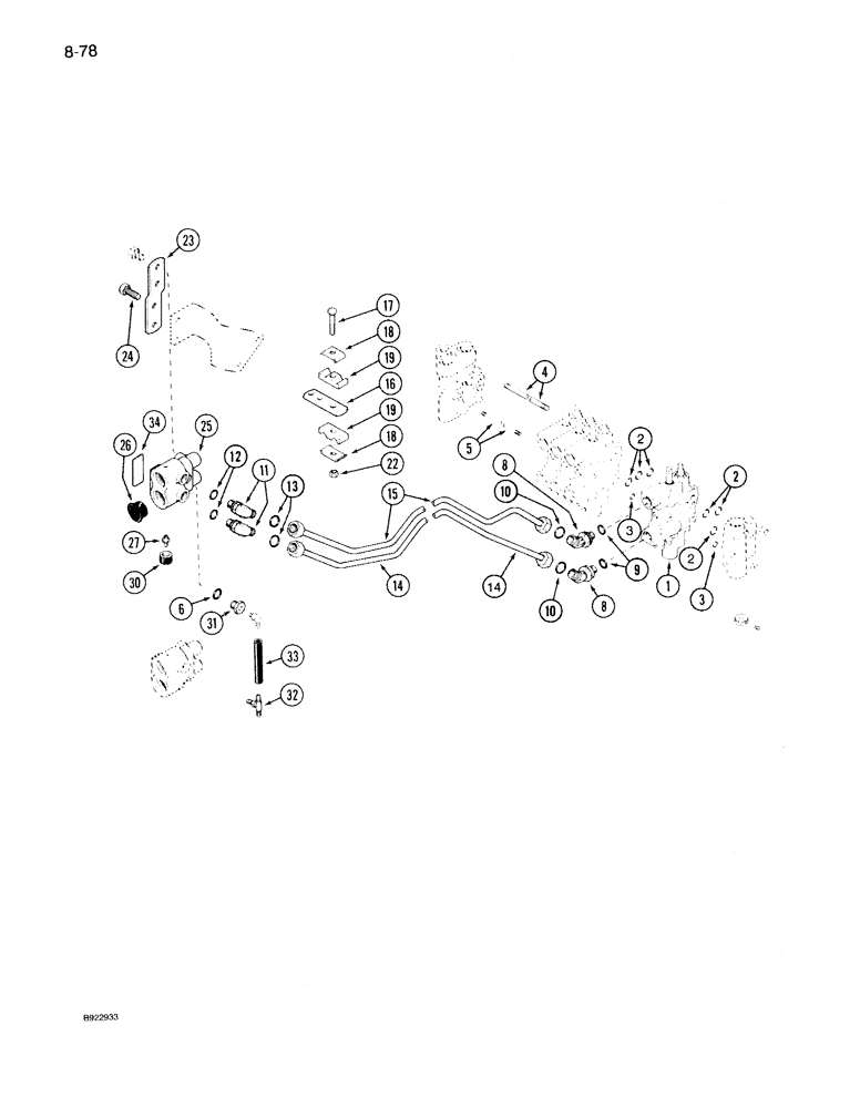 Схема запчастей Case IH 7140 - (8-078) - FOURTH CIRCUIT REMOTE HYDRAULICS, PRIOR TO TRANSMISSION S/N AJB0018756 (08) - HYDRAULICS