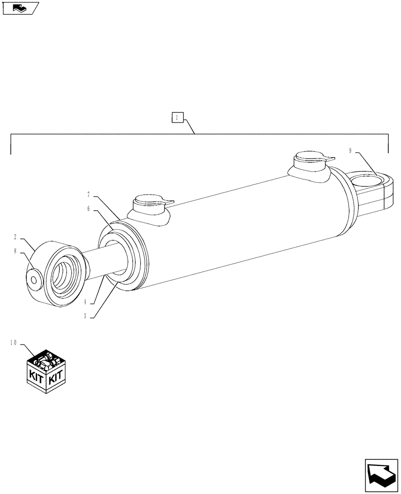 Схема запчастей Case IH FARMALL 45A - (41.216.02) - STEERING CYLINDER - 4WD (41) - STEERING