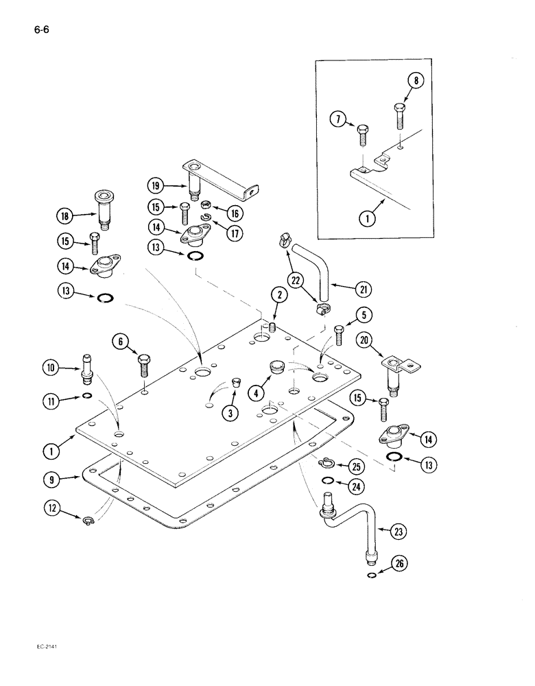 Схема запчастей Case IH 895 - (6-006) - CLUTCH HOUSING TOP COVER, TRACTOR WITHOUT CAB (06) - POWER TRAIN