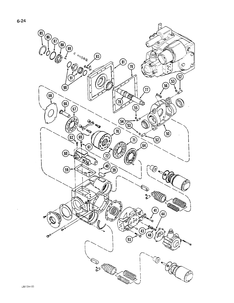 Схема запчастей Case IH 1640 - (6-24) - HYDROSTATIC PUMP, (CONT) (03) - POWER TRAIN