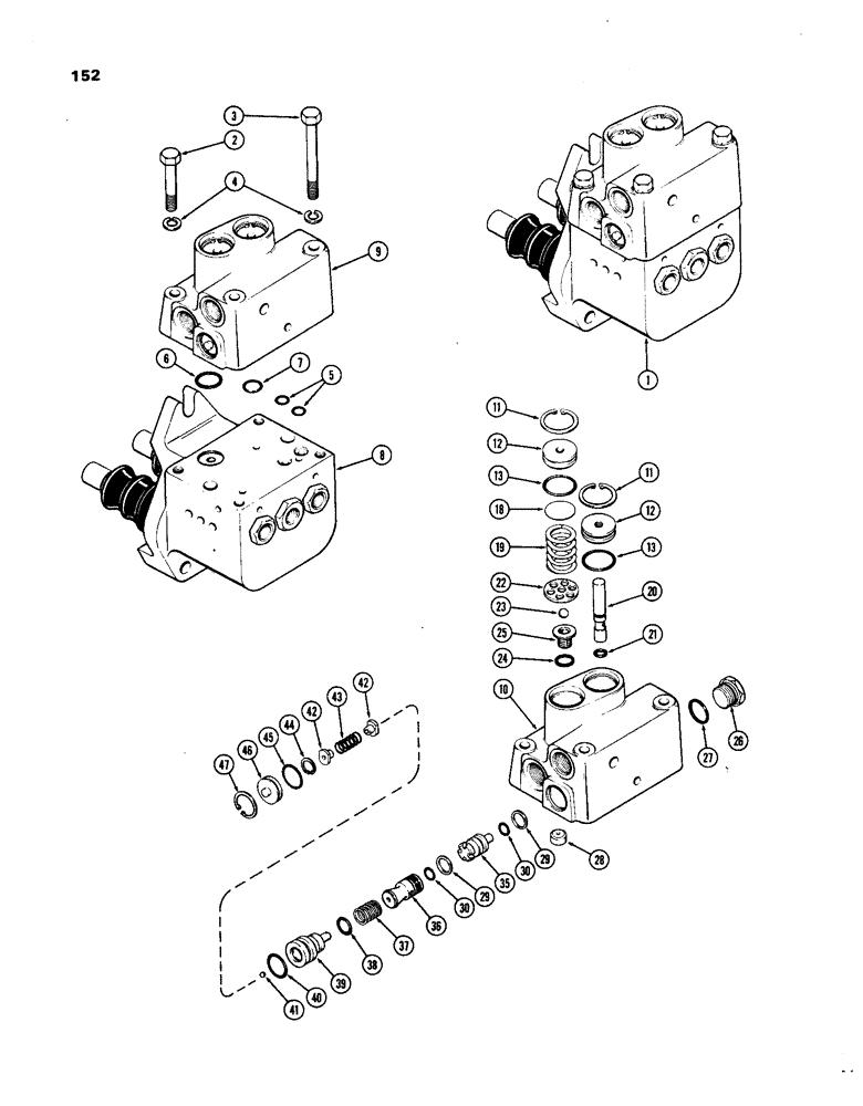 Схема запчастей Case IH 1270 - (152) - POWER ASSIST BRAKE SYSTEM, POWER ASSIST BRAKE VALVE ASSEMBLY USED WITHOUT DIFFERENTIAL LOCK (07) - BRAKES