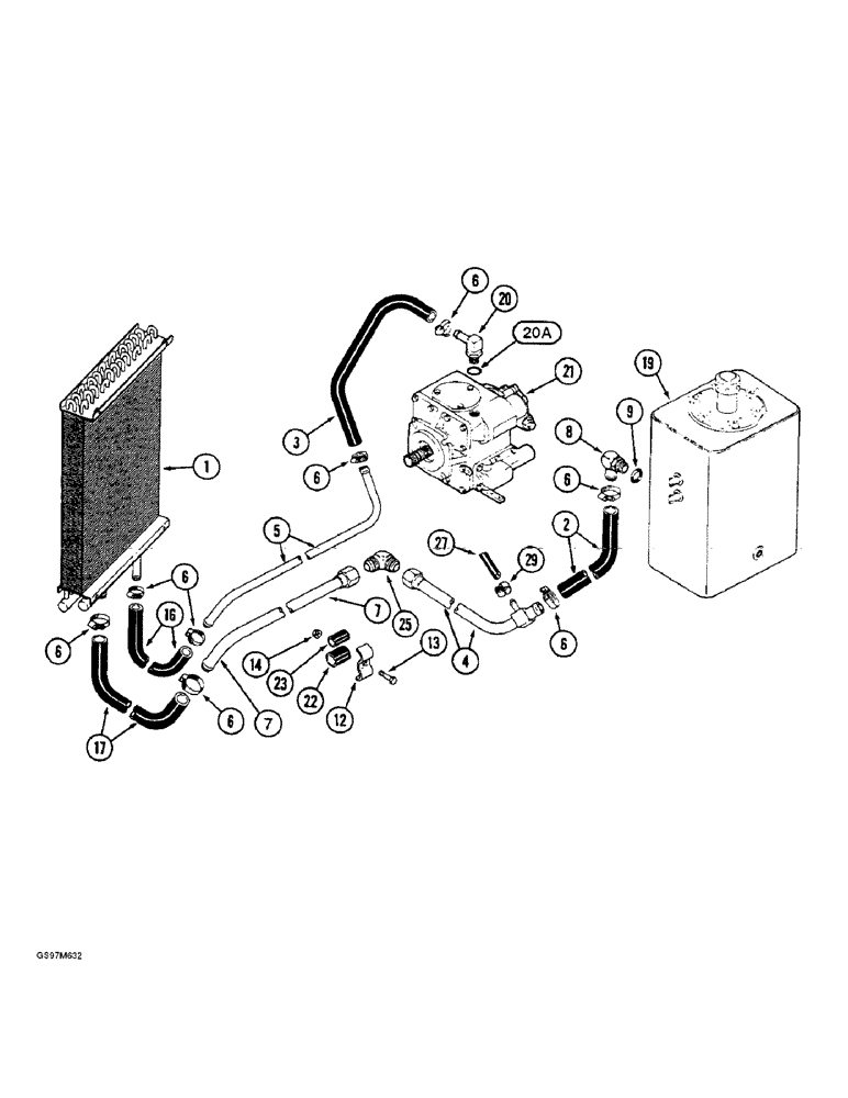 Схема запчастей Case IH 1660 - (8-016) - OIL COOLER SYSTEM, PRIOR TO P.I.N. JJC0041567 (07) - HYDRAULICS