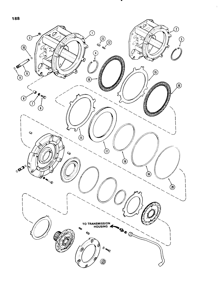 Схема запчастей Case IH 1270 - (188) - (C1) AND (C4) CLUTCHES, USED PRIOR TO TRANSMISSION SERIAL NUMBER 10057473 (06) - POWER TRAIN