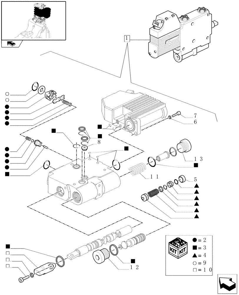 Схема запчастей Case IH PUMA 125 - (1.82.7/04B) - ELECTROHYDRAULIC CONTROL VALVE ELEMENT - BREAKDOWN (07) - HYDRAULIC SYSTEM