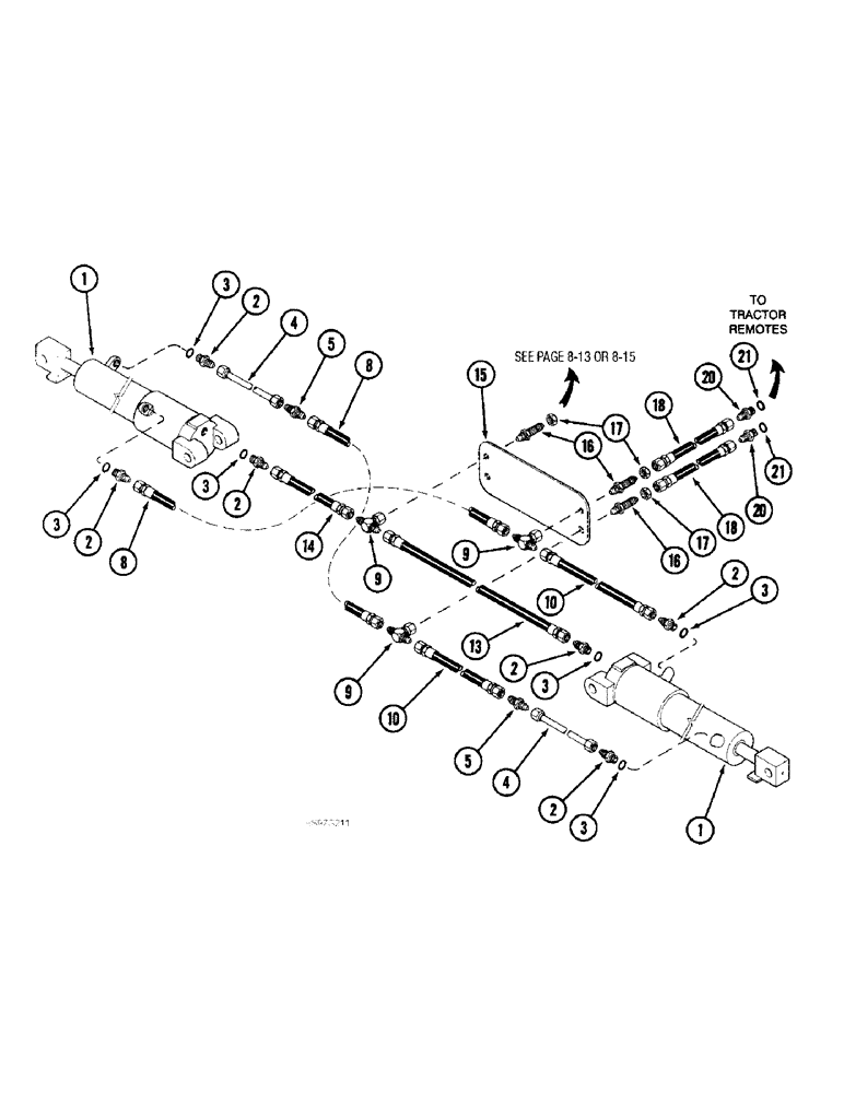 Схема запчастей Case IH 900 - (8-038) - WING FRAME HYDRAULIC SYSTEM, CYCLO AIR & PLATE VERTICAL FOLDING, ALL ROW SIZES (08) - HYDRAULICS