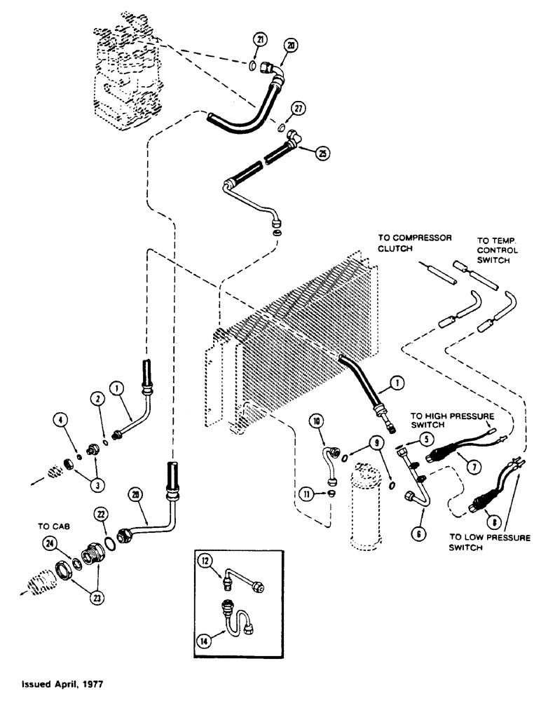 Схема запчастей Case IH 1175 - (325E) - AIR CONDITIONER, HOSES AND TUBES, WITH SAFETY SWITCH (09) - CHASSIS