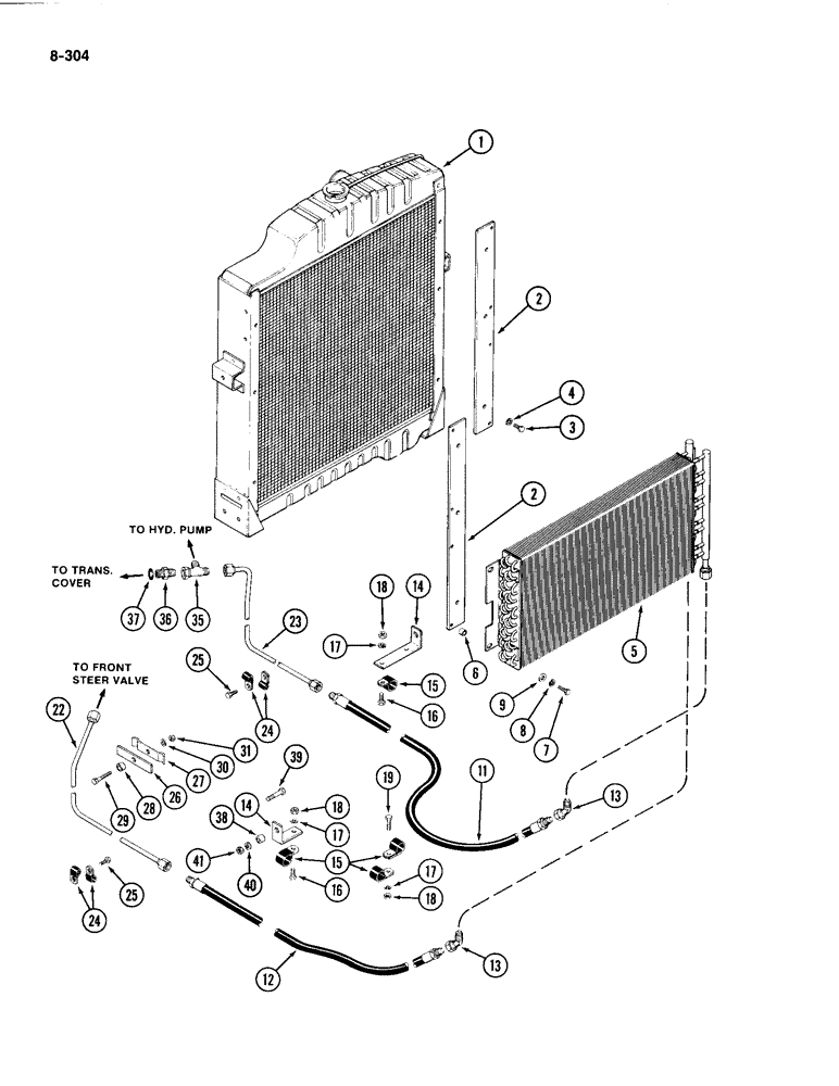 Схема запчастей Case IH 4494 - (8-304) - HYDRAULIC OIL COOLER (08) - HYDRAULICS