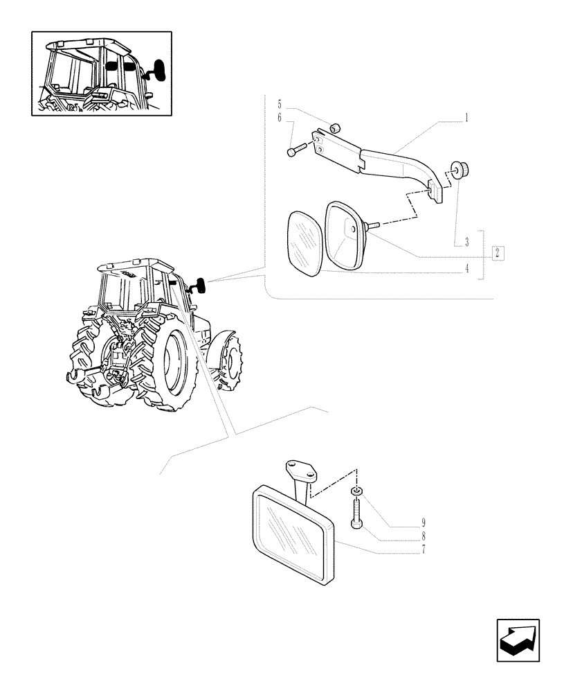 Схема запчастей Case IH MXU135 - (1.93.6) - CAB - REAR-VIEW MIRRORS (10) - OPERATORS PLATFORM/CAB