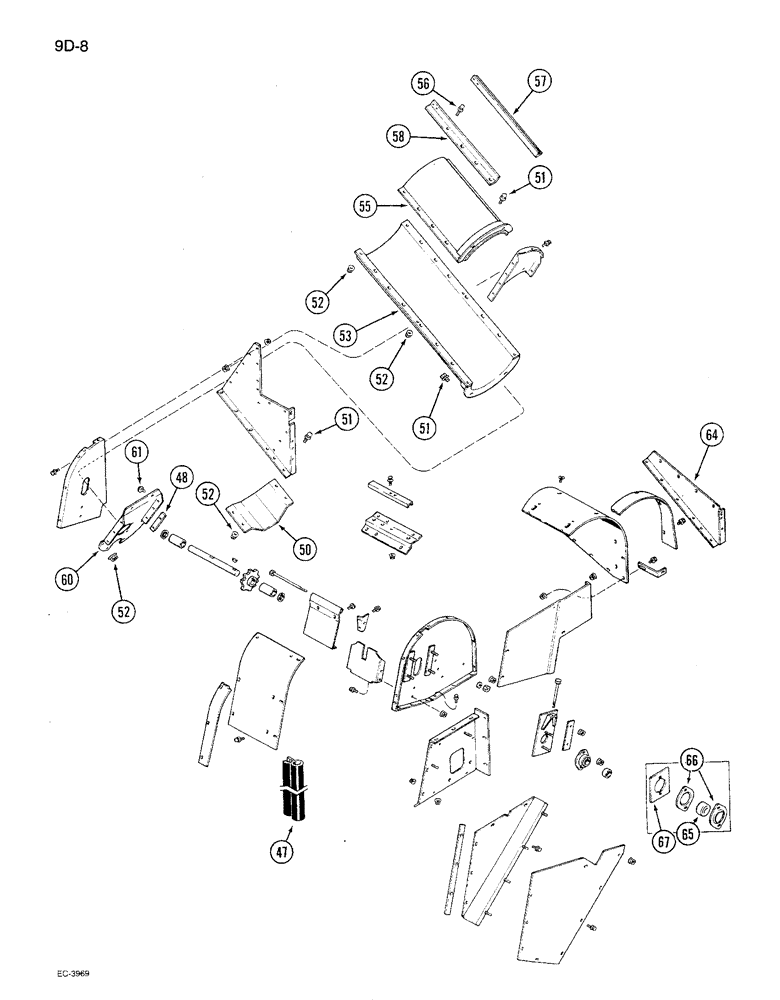 Схема запчастей Case IH 1680 - (9D-08) - INCLINED GRAIN ELEVATOR HEAD (CONTD) (16) - GRAIN ELEVATORS & AUGERS