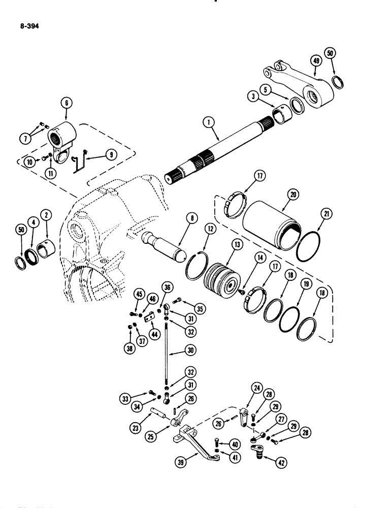 Схема запчастей Case IH 2294 - (8-394) - HITCH ROCKSHAFT AND PISTON (08) - HYDRAULICS