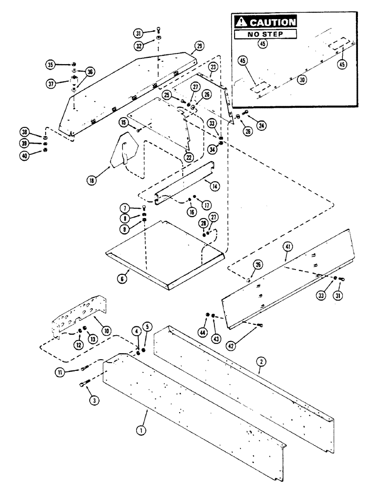 Схема запчастей Case IH 2670 - (416) - PLATFORM AND SIDE PLATES, USED BEFORE P.I.N. 8826987 (09) - CHASSIS/ATTACHMENTS